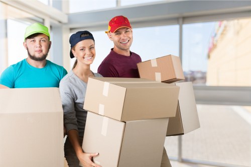 Office removals planning in Somerstown with moving boxes and workspace setup