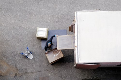 Small removals team loading boxes for a local move in Somerstown